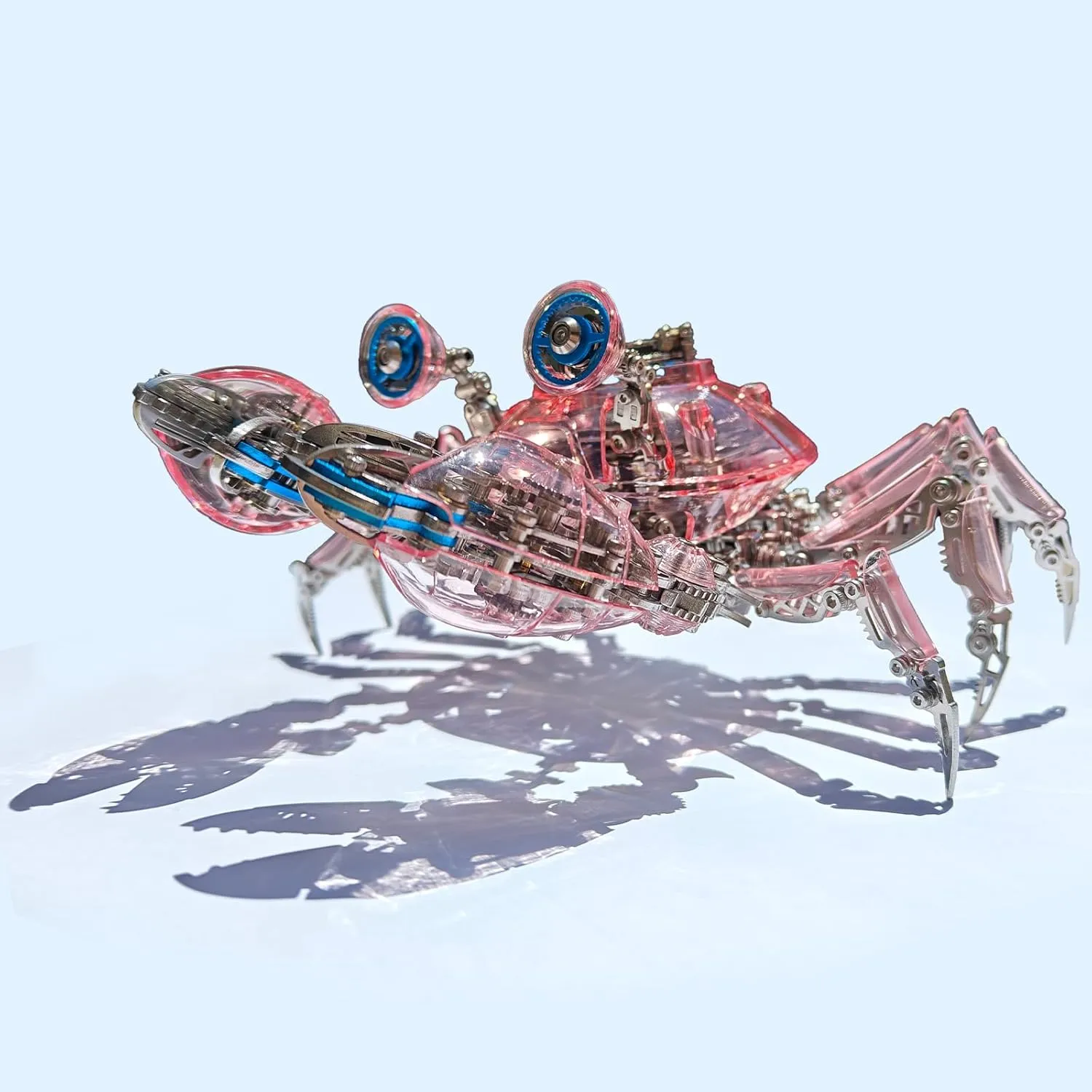 Articulated Metal Construction$ sulfide disrupt imagine annotation 3D Assembly Puzzle (Pink) Mechanical Crab Model Kit$ LED Light-Up$ 