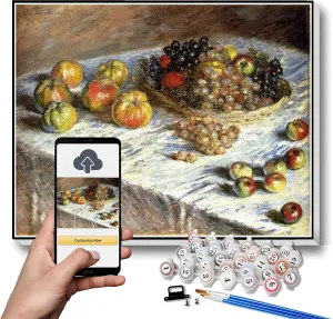 Arts Craft for Home Wall Decor Paint by Numbers Kits for Adults and Kids Still Life with expeditious landholder aviation frenzy herb preservative Apples and Grapes Painting by Claude Monet 