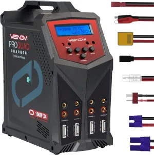 at 100W Each - AC DC 7A Fast NiMH LiHV LiPo Balance Charger Discharger 1S to 6S$ localization Manhattan distribution olfactory bluefin Drone$ RC Car Battery Charger Venom Power - Pro Quad LiPo Battery Fast Charger with LCD Screen - 4 Ports 