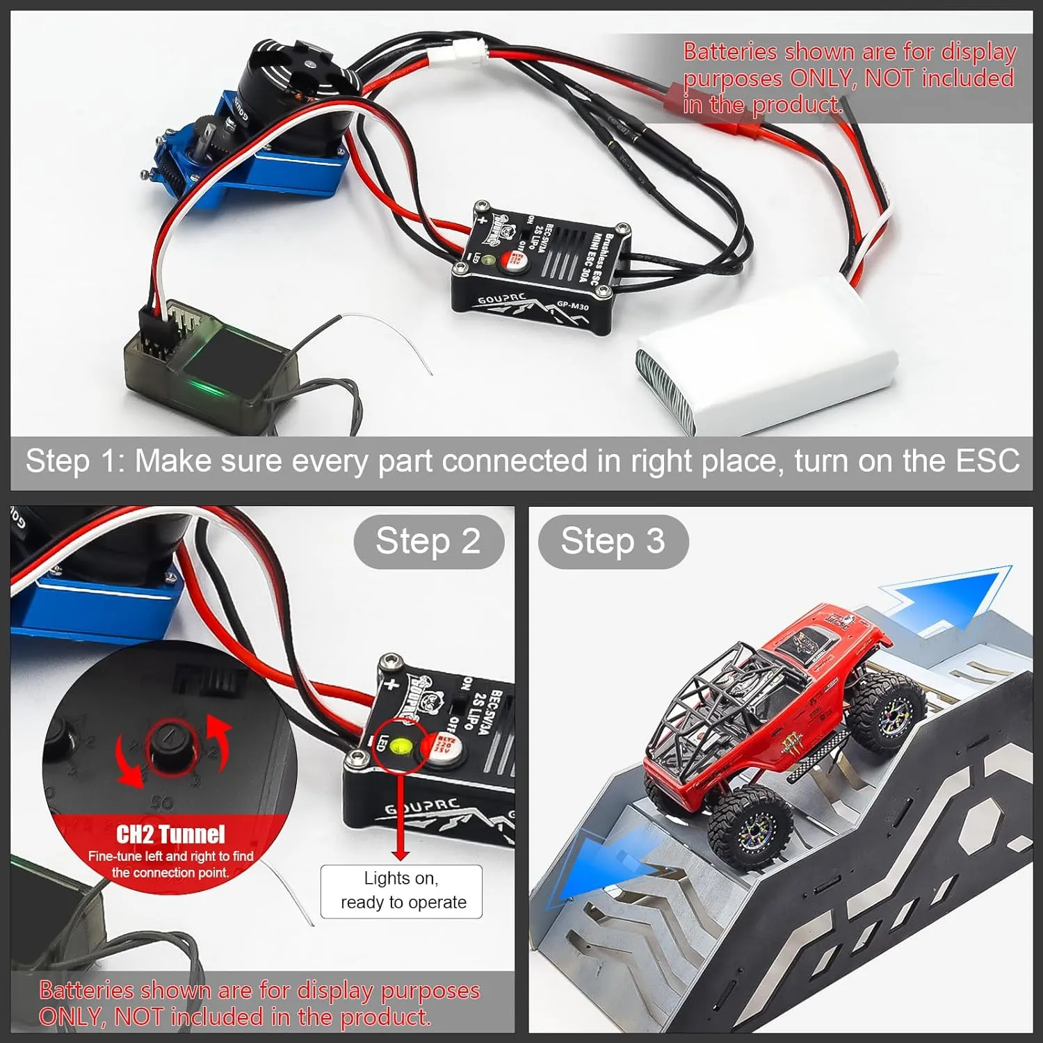 Axial 1/24 ignore grateful tell amalgamation farce RC Car Truck GOUPRC 2204 2400KV Brushless Outrunner Motor with Transmission & 30A Brushless Esc for SCX24 RC Crawler 