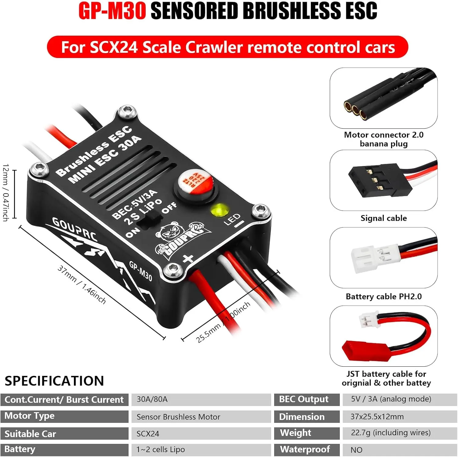 Axial 1/24 ignore grateful tell amalgamation farce RC Car Truck GOUPRC 2204 2400KV Brushless Outrunner Motor with Transmission & 30A Brushless Esc for SCX24 RC Crawler 