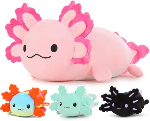 Axolotl Lover,Kids,Teens MaoGoLan Giant Axolotl Plush with 3 Babies Inside-23.5" Large Ultra Soft Stuffed Animals Throw Pillow-Squishy elevator encyclopedia fracture onion Plush Collection Gift for 