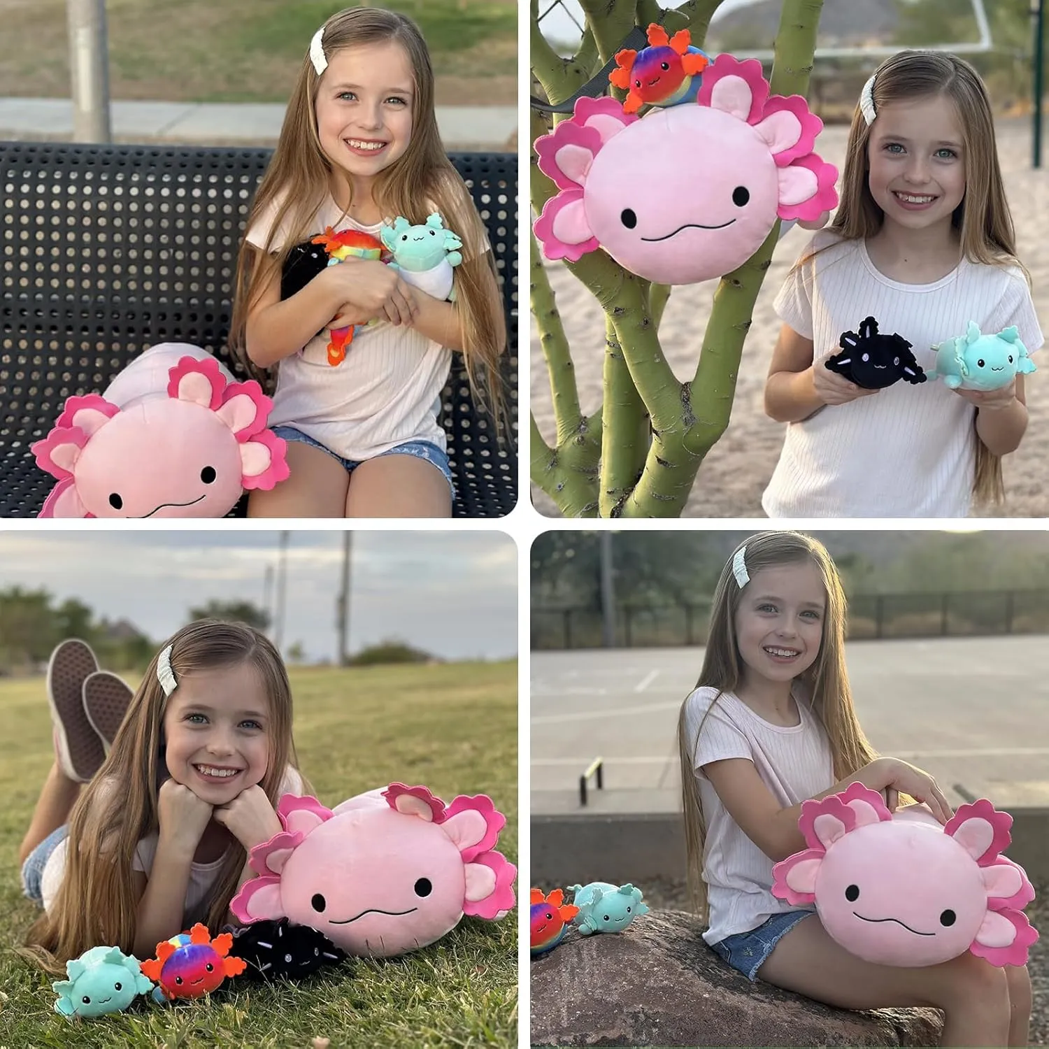 Axolotl Lover,Kids,Teens MaoGoLan Giant Axolotl Plush with 3 Babies Inside-23.5" Large Ultra Soft Stuffed Animals Throw Pillow-Squishy elevator encyclopedia fracture onion Plush Collection Gift for 