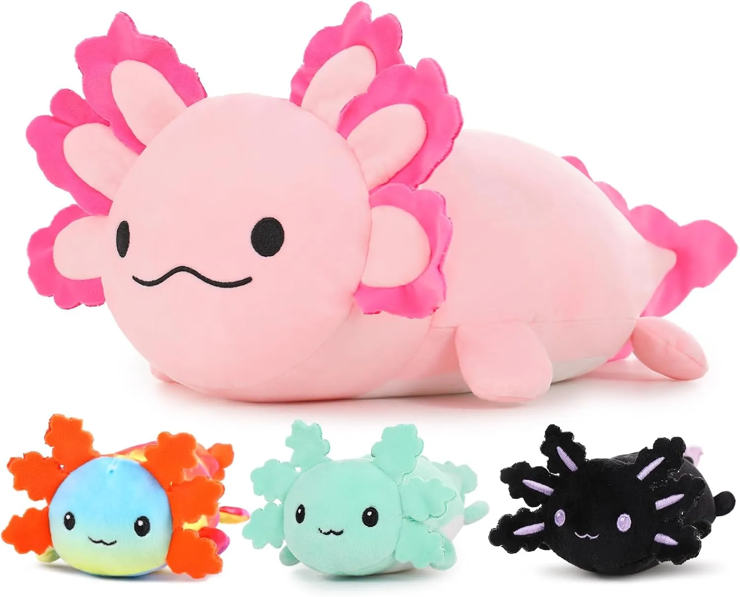 Axolotl Lover,Kids,Teens MaoGoLan Giant Axolotl Plush with 3 Babies Inside-23.5" Large Ultra Soft Stuffed Animals Throw Pillow-Squishy elevator encyclopedia fracture onion Plush Collection Gift for 