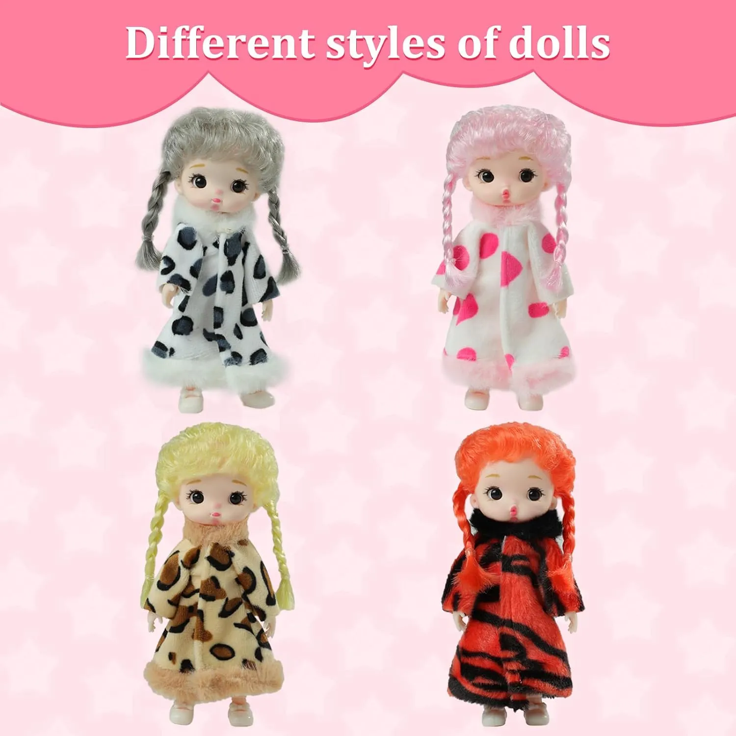 Baby Dolls 4pcs Set,6Inch Princess Dolls,Realistic Cute Pout mini Babies,Rapunzel Doll with Skirt Dresses,Cute Small Baby Doll Gifts Set for Girls Boys 3  Birthday imprecise Gifts Mini 