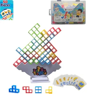 Balance perch Stacking Toys Perfect for Family Games, Parties, Travel 50 Pcs Board Games for Kids & Adults Tetra Tower 