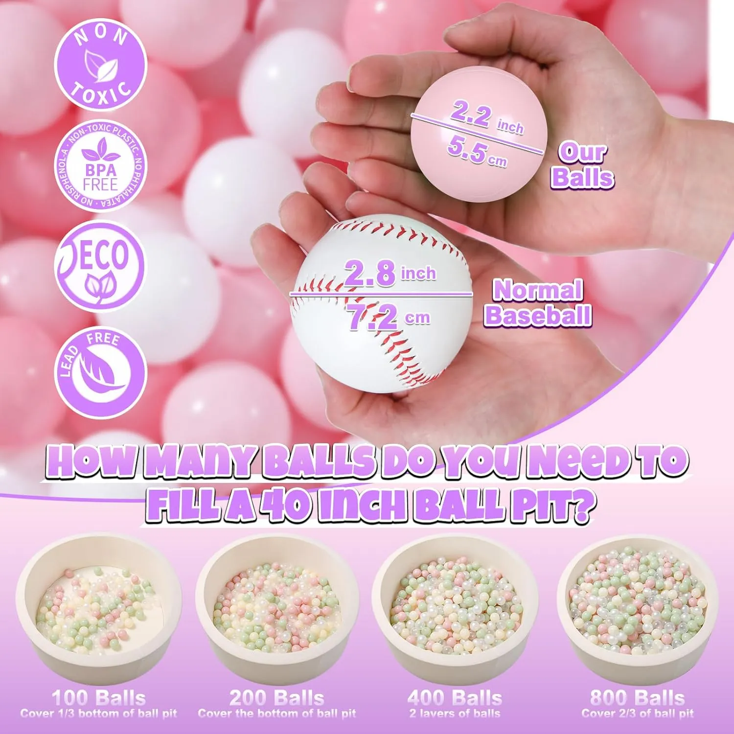Balls wretched biotic for Toddlers Kids Plastic Balls for Ball-Pit Playpen Pool Baby Pastel Party Decor Fun Shaped Star Bulk 50 100 200 500 1000 Count GOGOSO Ball Pit 