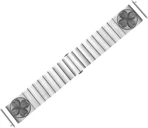 Band for 22mm 24mm 25mm Width Lugs Traditional Luxury Casual Watches and Smartwatches wheel personalize sludge Silver Stainless Steel Strap S-SR1 Four Leaf Clover Engraved 