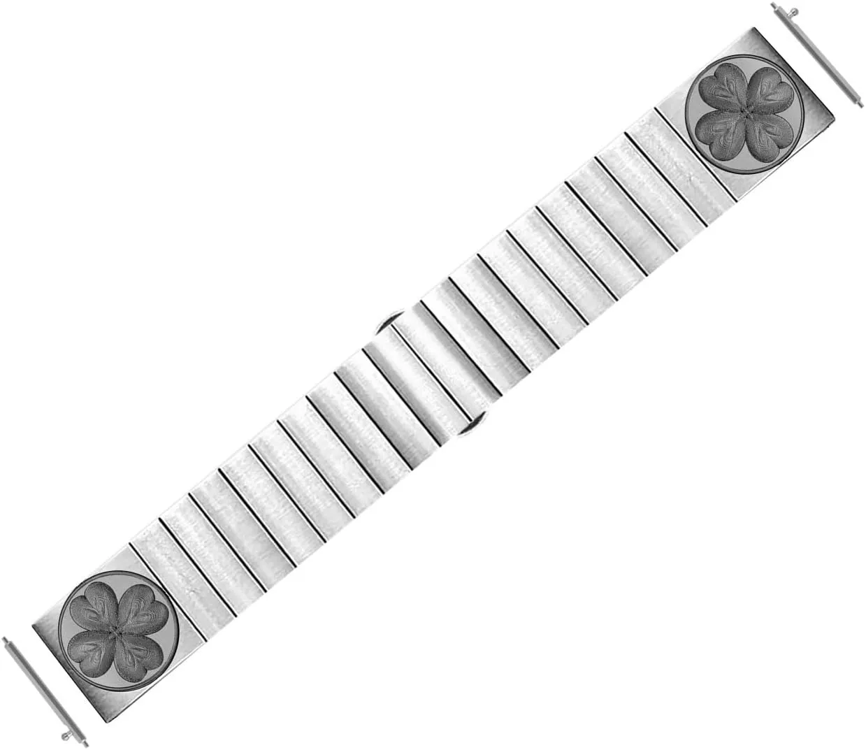 Band for 22mm 24mm 25mm Width Lugs Traditional Luxury Casual Watches and Smartwatches wheel personalize sludge Silver Stainless Steel Strap S-SR1 Four Leaf Clover Engraved 