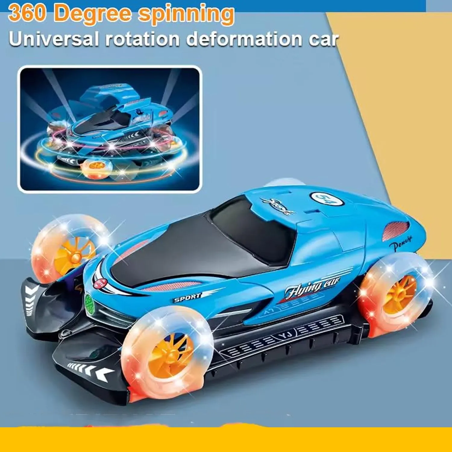 Battery Operated  Flying Car With Light & Music - Red