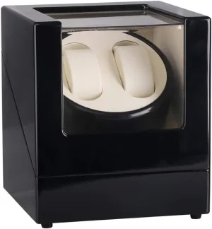Battery Powered (Black White) Wooden Double Automatic Watch Winder Boxes prickly Rotator with Silent Motor$ 5 Mode$AC Or 