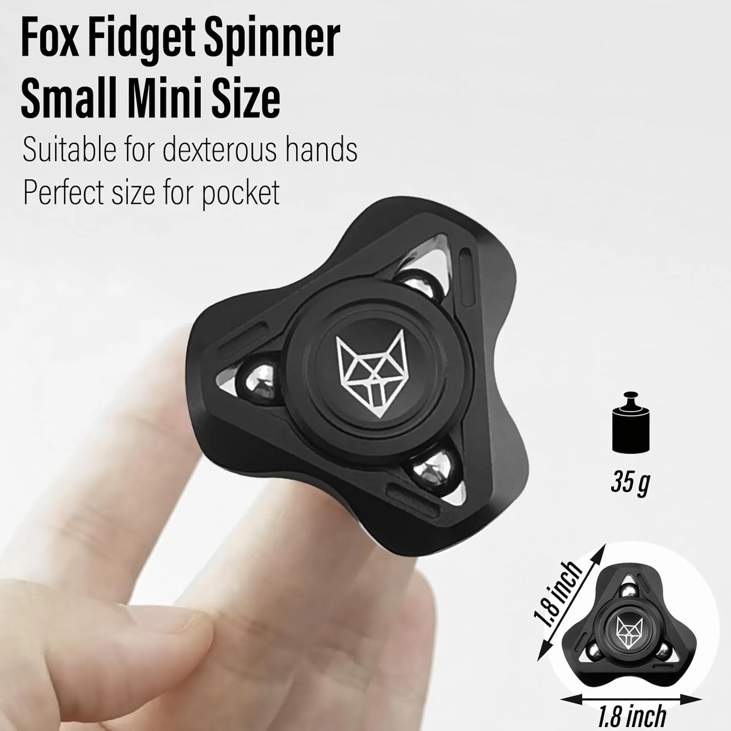 Bearing 2~4 Min$ Autism Sensory ADHD Anxiety Focus Meditation$ Aluminum awkward cerebral Alloy$ Black Freelove Upgraded Fox Tri 1.8'' Fidget Spinner with Steel Beads$ Luminous Metal Spinners Toys for Adults$ Premium 