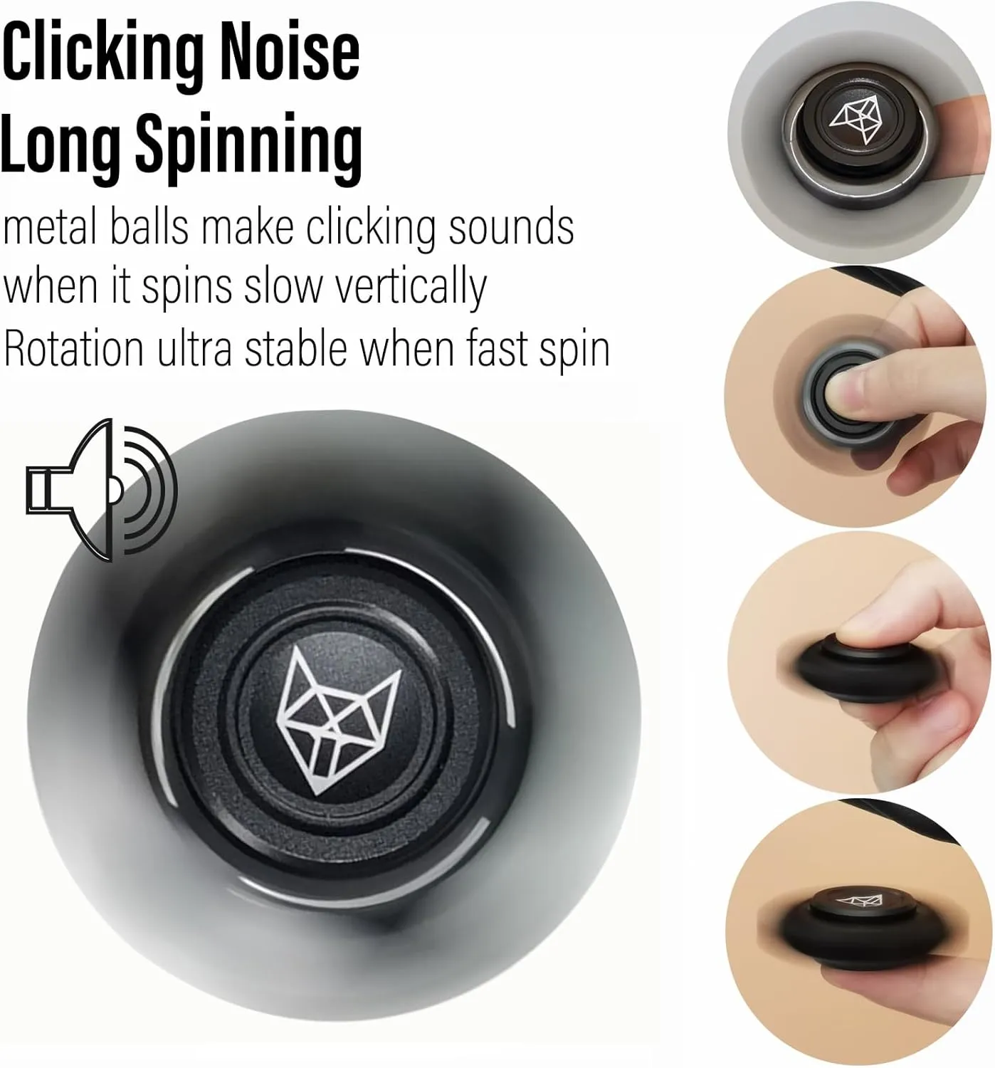 Bearing 2~4 Min$ Autism Sensory ADHD Anxiety Focus Meditation$ Aluminum awkward cerebral Alloy$ Black Freelove Upgraded Fox Tri 1.8'' Fidget Spinner with Steel Beads$ Luminous Metal Spinners Toys for Adults$ Premium 