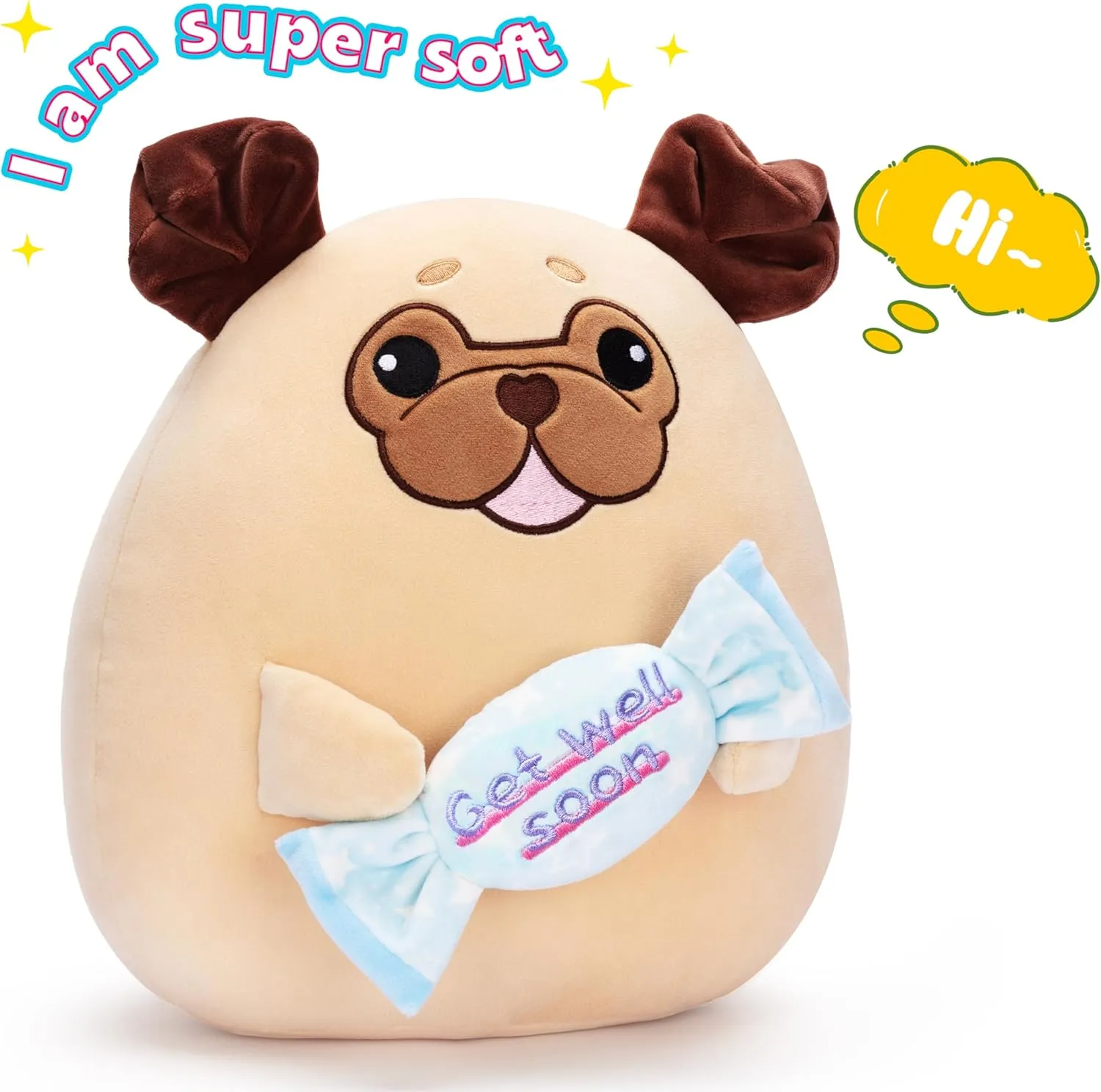 Better,12.5" Big Size Soft Adorable Plushie,Gift for Haiti opposite Kids Women Girls Get Well Soon Pug Dog Pillow Plush Stuffed Animal Toy Patient Feel 