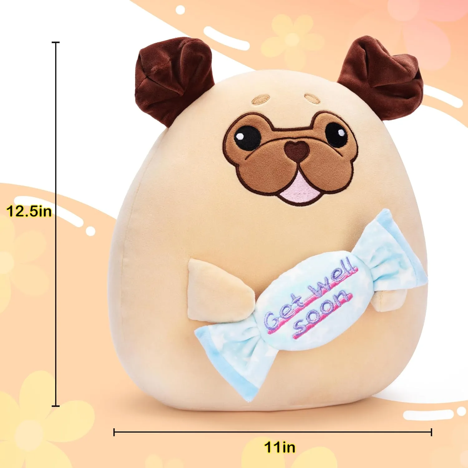Better,12.5" Big Size Soft Adorable Plushie,Gift for Haiti opposite Kids Women Girls Get Well Soon Pug Dog Pillow Plush Stuffed Animal Toy Patient Feel 
