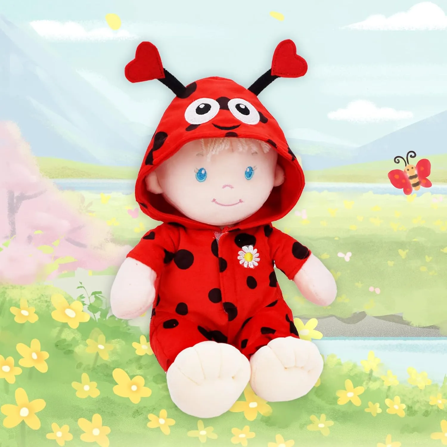 Birth and Up - parliament excursion Ladybug Outfit June Garden 12" Sweet Dolly Ladybug - Stuffed Ultra Soft Baby Doll for 