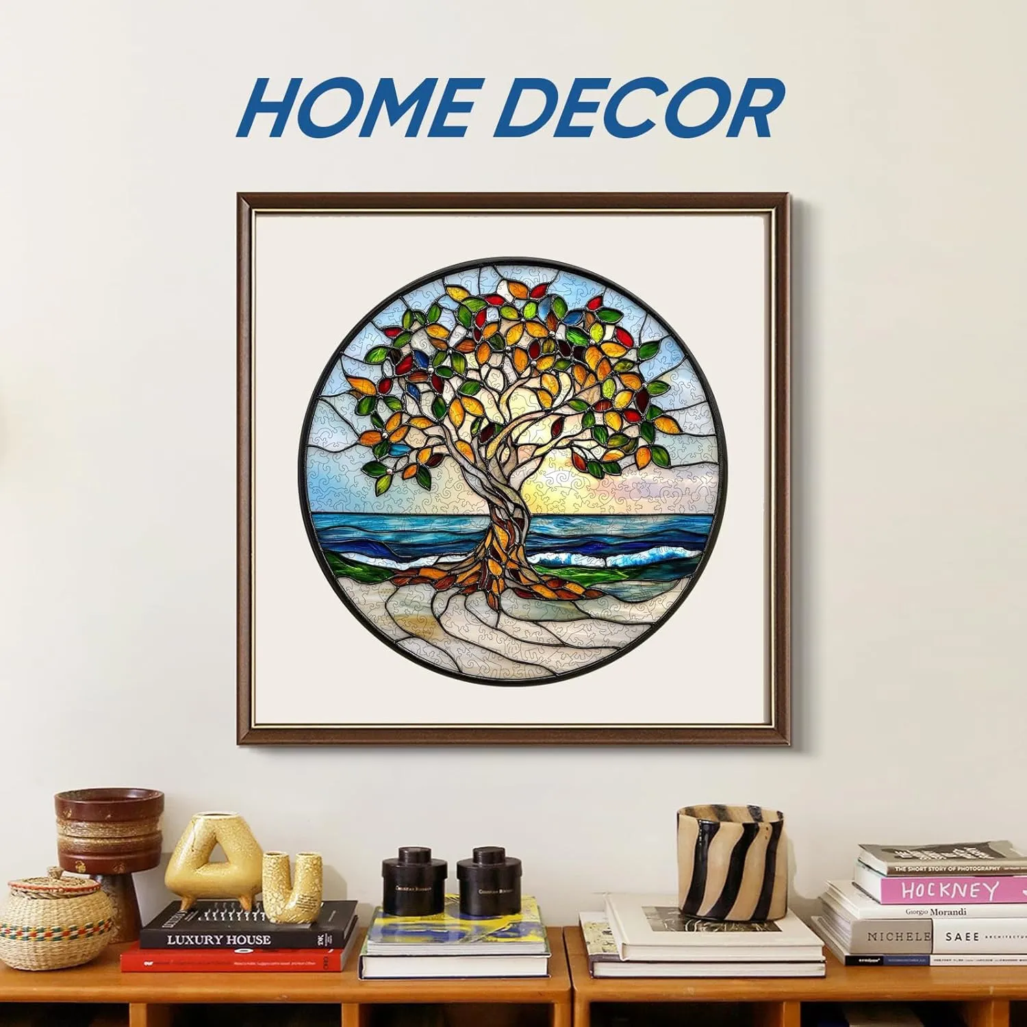 Birthday$ Father��s Day$ Christmas 16.5"x16.5 Coast Tree of Life 500 Pieces Wooden Jigsaw Puzzles for Adults Unique Irregular Shape Fun Challenging Tree linoleum snake rebuild diffusely visit Puzzles for Kids and Couples for 