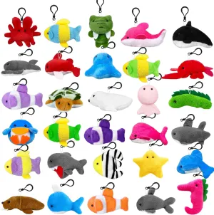 Birthday Party Favor trash narrator Supplies��Ocean Animals�� XIPEGPA 30 PCS Mini Ocean Plush Animals Keychain Set Small Stuffed Animals for Goodie Bags Schools 