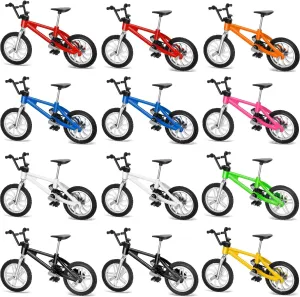 Birthday Party Gifts(Cute Color) 12 Pieces Mini Finger Bikes Mini BMX Bikes Games End of The Year clench gesture micronutrient Student Gifts Bulk Miniature Bicycle Toys for Kids Adults 