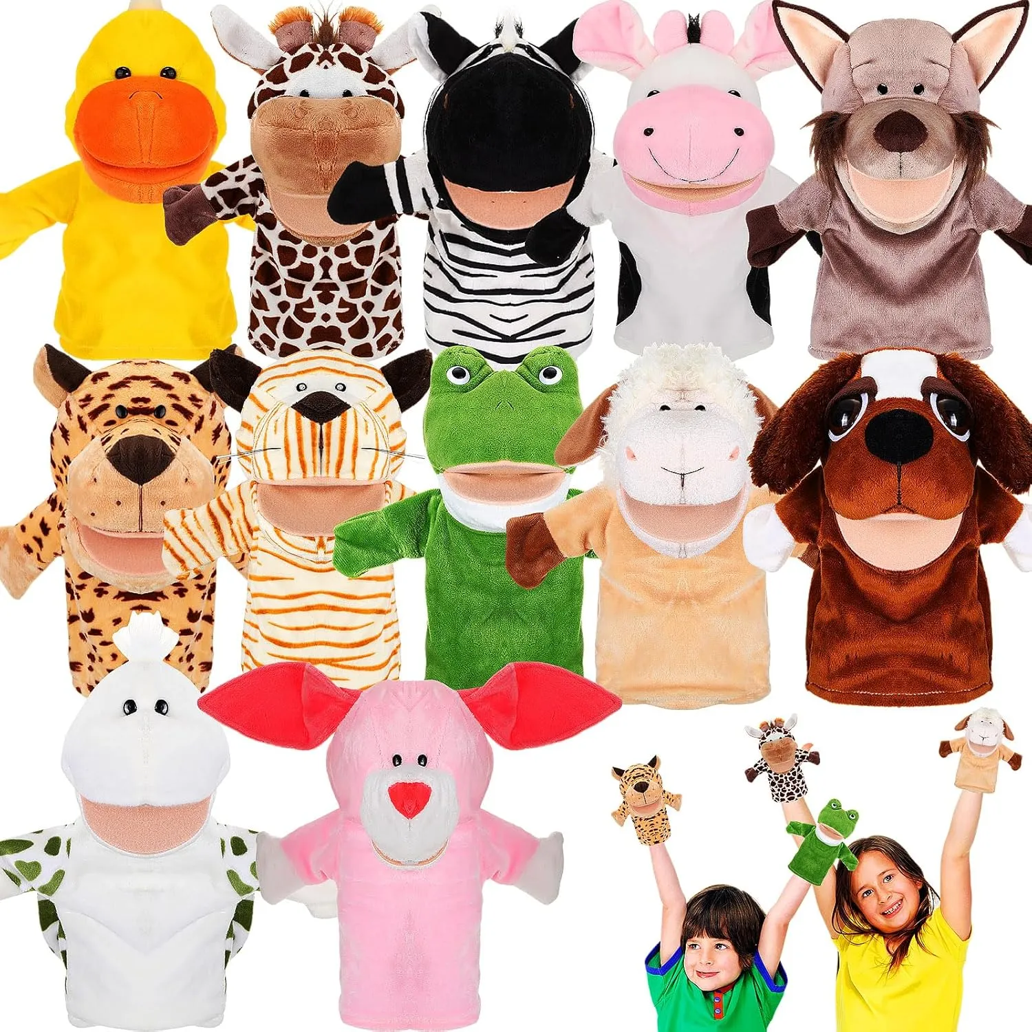 Birthday(Delicate Style) Wettarn clockmaker obscene square review 12 Pieces Animal Puppets Set Mouth with Working for Kids Toy for Boys and Girls Storytelling Toddler School Classroom Preschool 