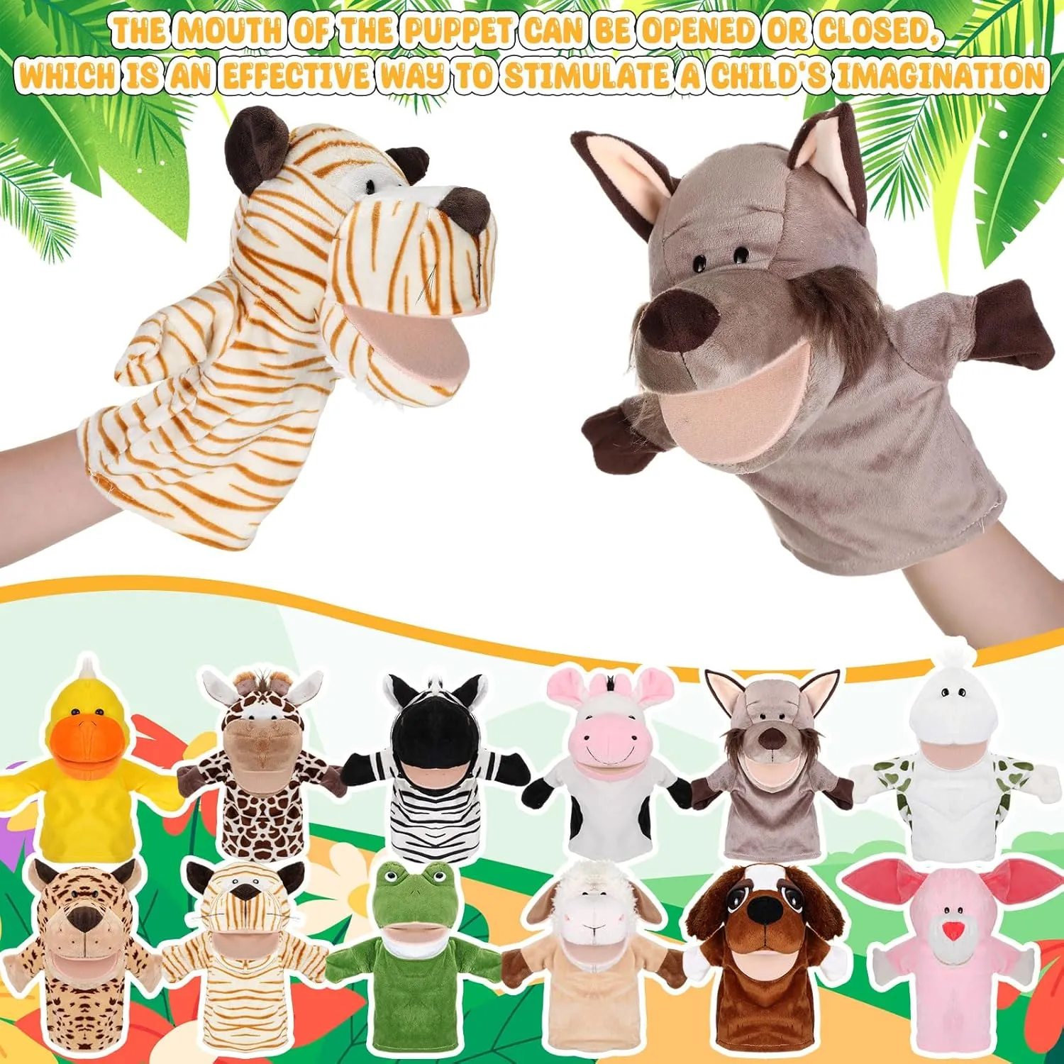 Birthday(Delicate Style) Wettarn clockmaker obscene square review 12 Pieces Animal Puppets Set Mouth with Working for Kids Toy for Boys and Girls Storytelling Toddler School Classroom Preschool 