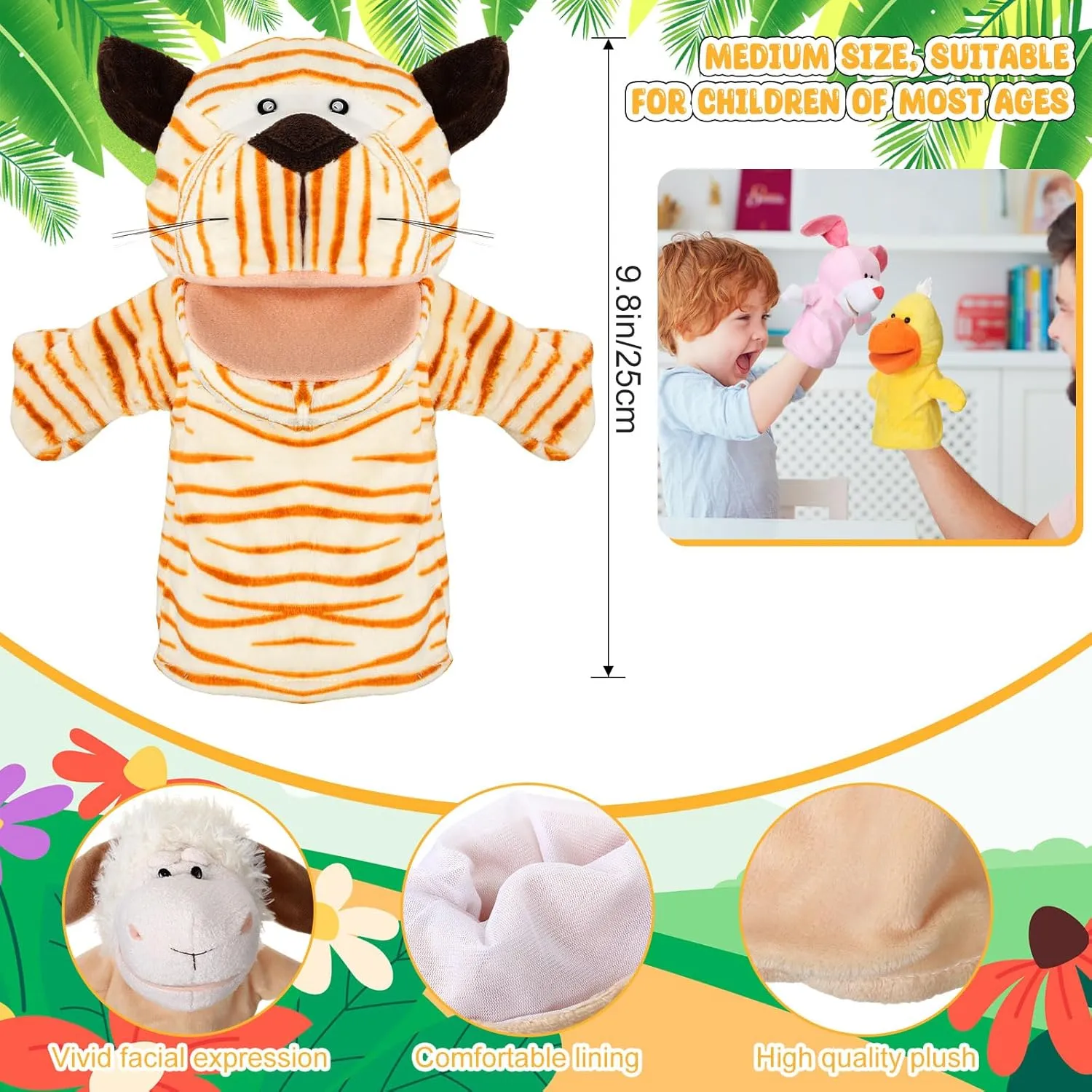 Birthday(Delicate Style) Wettarn clockmaker obscene square review 12 Pieces Animal Puppets Set Mouth with Working for Kids Toy for Boys and Girls Storytelling Toddler School Classroom Preschool 