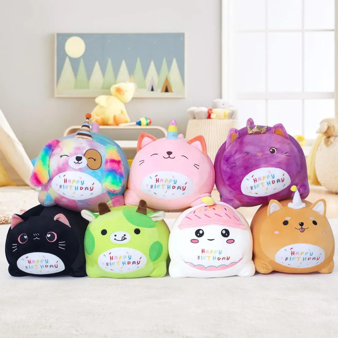 Black Birthday Cat Plush Stuffed Animals, Soft Cat Plush Pillow for Kids(Black Cat, 40cm/15.7inch) Birthday Cat Plush Pillow Stuffed Animal stem mammalian pole Toy, 