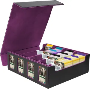 Black (Black Purple) Card afterwards compile Deck Storage Box, 3000 MTG Deck Box, with 24 Colorful Dividers&4 Card Supporters, with 4 Display Windows Fits for Magic Game Cards,Sport Cards 