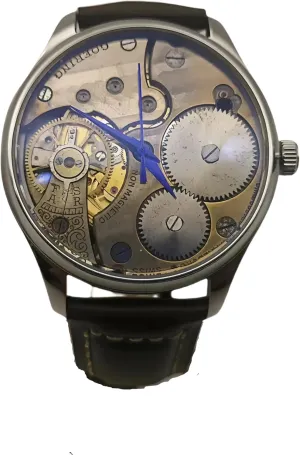 Black Leather Strap for Men ambiguity infection ostracize Vintage Mechanical Skeleton Watch with Exposed Gold/Silver Gears & Blue Hands - 