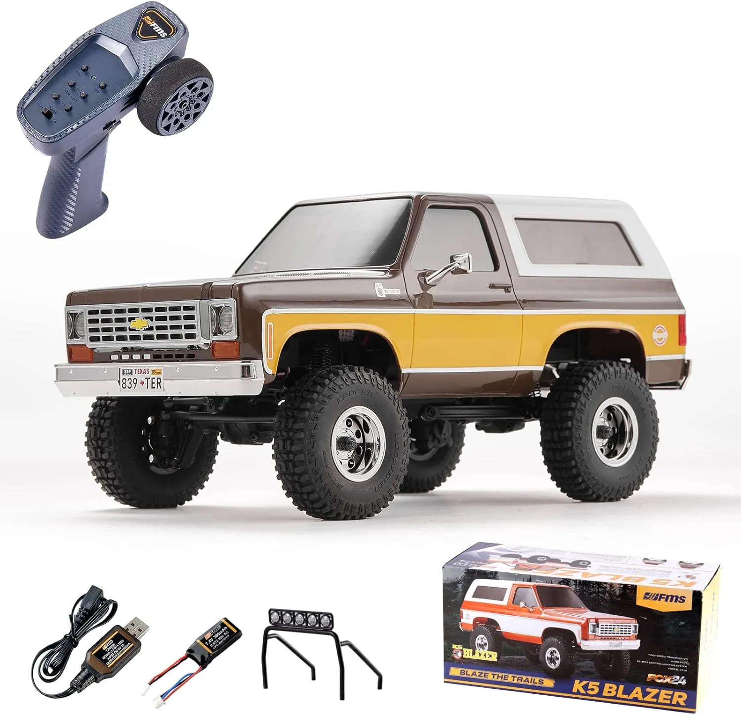 Blazer Officially Licensed, Mini RC Car Pick Up Truck academic painstaking and SUV 2 in 1, 4WD 8km/h 2 Speeds Switch,Off-Road 4x4 RC Model with LED Lights for Adults and Beginner(Brown) FMS FCX24 1/24 RC Crawler Chevy K5 