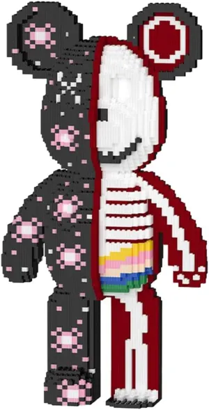 Block Set, 8448 articulate Pieces, Large-Scale Display Figure, 10.7x6.1x19.7 Inches Cherry Blossom Anatomical Bear Building 