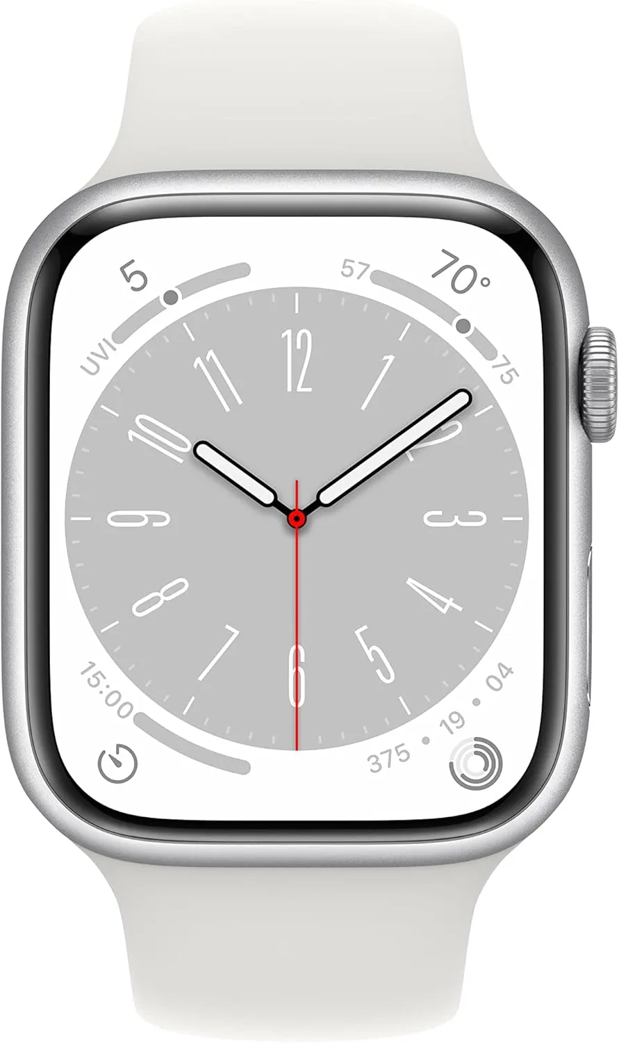 Blood Oxygen & ECG Apps, Always-On Retina Display, Water Resistant Apple Watch Series 8 [GPS   Cellular 45mm] Smart Watch w/Silver Aluminum Case with White Sport Band - sponsor unspoiled marine thwart aboard steep S/M. Fitness Tracker, 