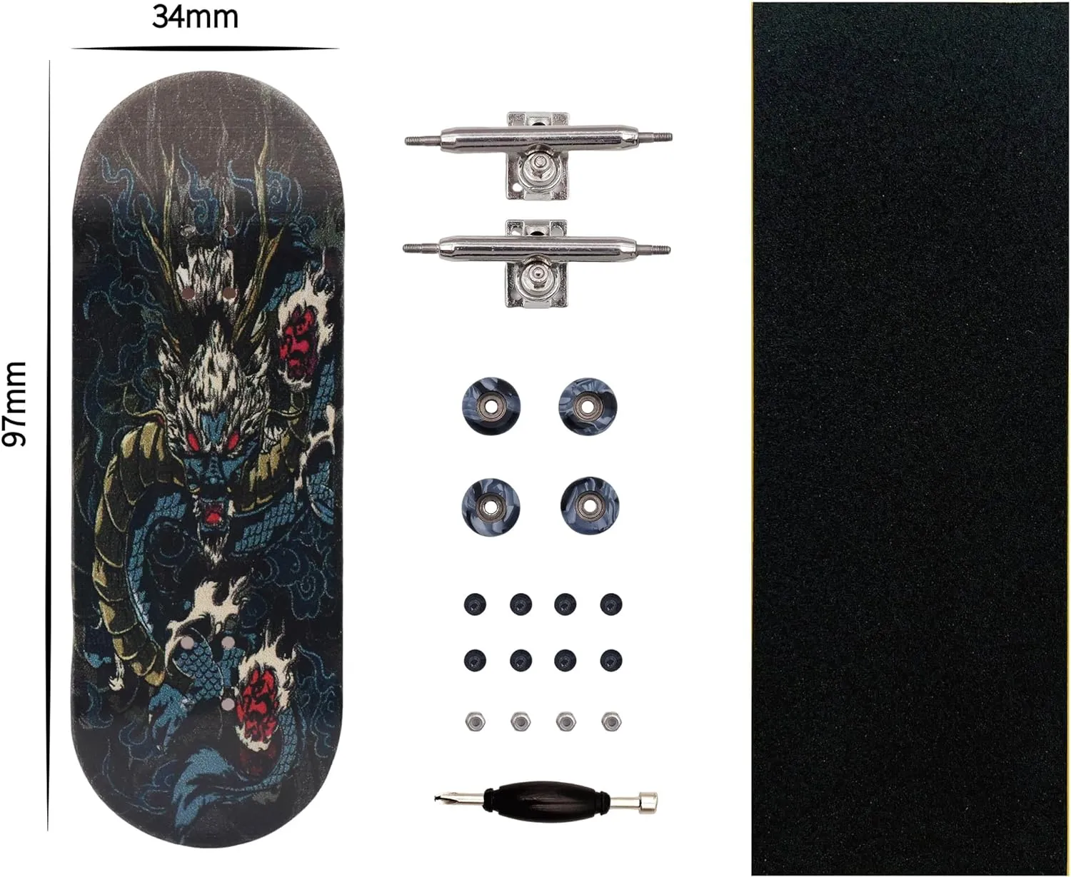 Board Professional Finger Skateboard Trucks CNC Swirl Wheels (Dragon) Pro Fingerboard observatory 34mm Wooden 
