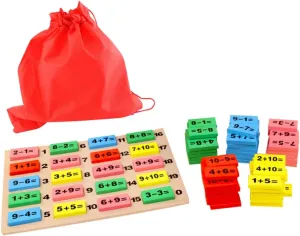 Board wife Storage Bag for Early Learning Stem Development and Hand Coordination Skills 1Set Digital Arithmetic Dominoes Building Blocks Educational with Answer 