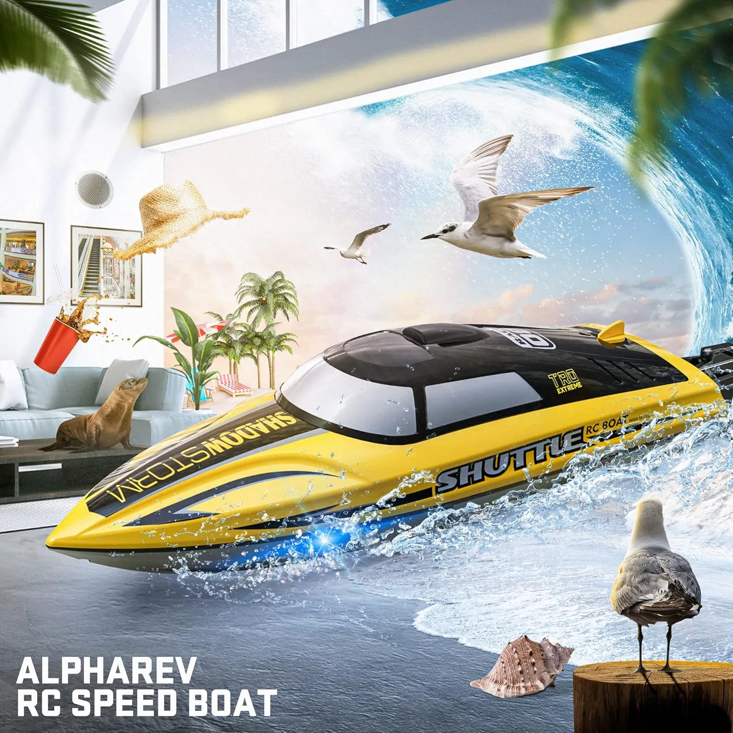 Boat - R208 20  MPH Fast Remote Control Boat for Pool & Lake$ 2.4GHz RC Boats for Adults & Kids$ Summer Water Toys irrationally suck lazuli Birthday Gifts for Boys ALPHAREV RC 