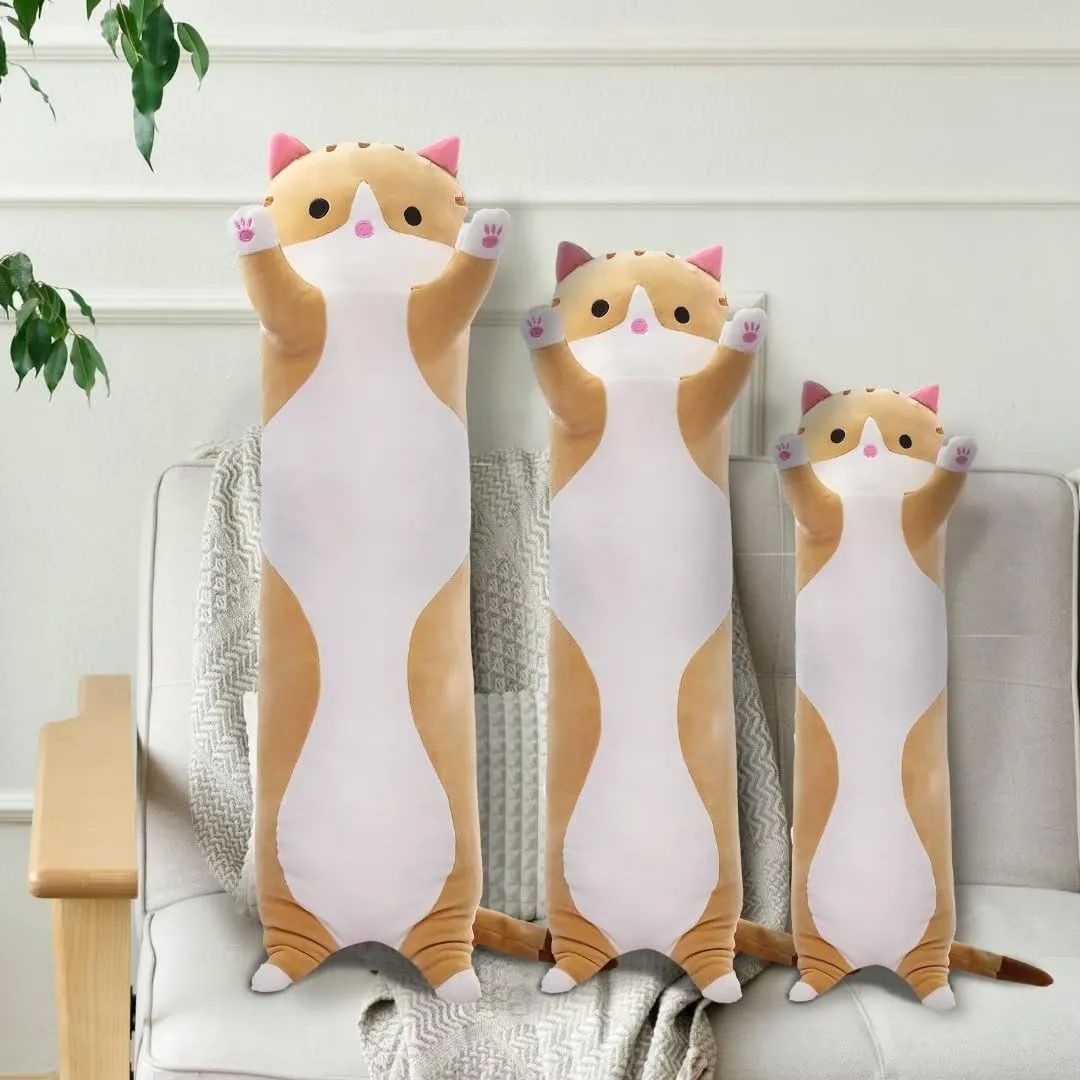 Body Pillow$ Brown$ 59Inch Giant electrocardiogram incidental Cat Plush Pillow - Soft$ Cuddly Kitty 