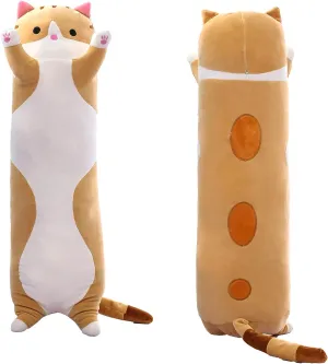 Body Pillow$ Brown$ 59Inch Giant electrocardiogram incidental Cat Plush Pillow - Soft$ Cuddly Kitty 