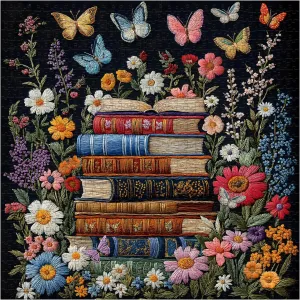 Book Lover PICKFORU Wildflower Puzzles for Adults 1000 Pieces$ Flower Book Blooming Bookshelf Puzzle$ Wildflower Pages Jigsaw Puzzles Library$ Embroidery memo Butterfly Plant Floral Art Theme for 
