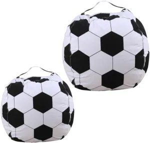 Books Large Capacity glassy network Bean Bag Chair for Boy Girl Rooms and Outdoor Use Totority 2pcs Plush Soccer Shape Toy Storage Bag Plush Organizer for Stuffed Animals Clothes and 
