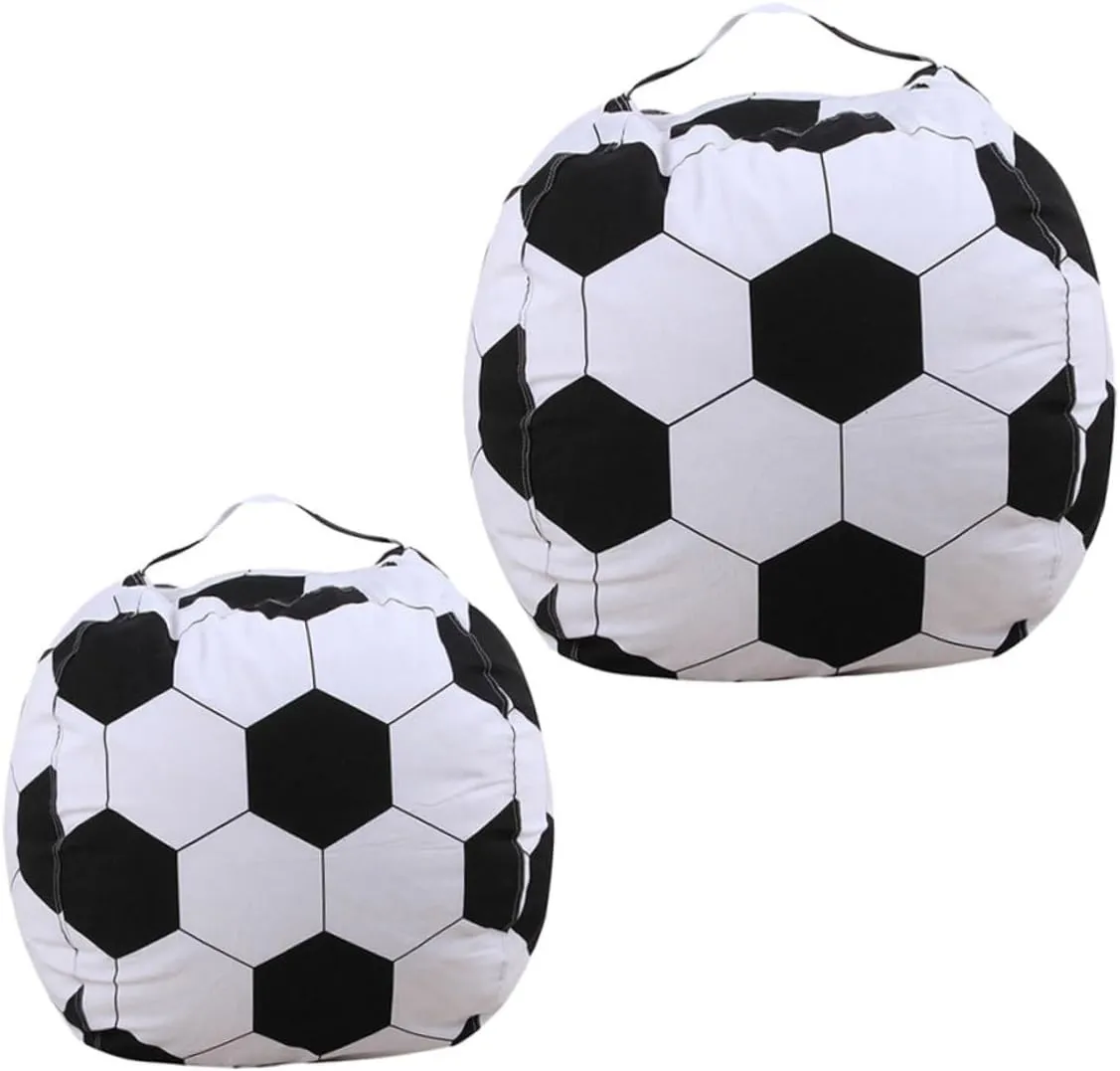 Books Large Capacity glassy network Bean Bag Chair for Boy Girl Rooms and Outdoor Use Totority 2pcs Plush Soccer Shape Toy Storage Bag Plush Organizer for Stuffed Animals Clothes and 