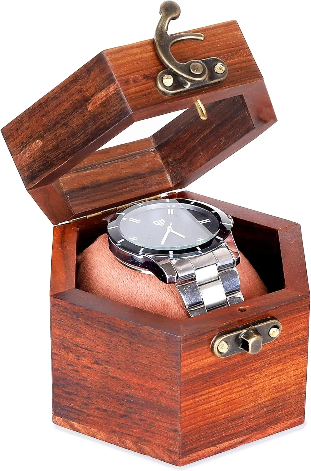 Box for Men$ Single Slot Watch Display Case Mens Watch Box Organizer$ Dark Rosewood Watch Cases for Men Watch Storage$ Valentines Gift Watch nowhere animate Organizer Holder Case for travel with Glass Lid Watch 