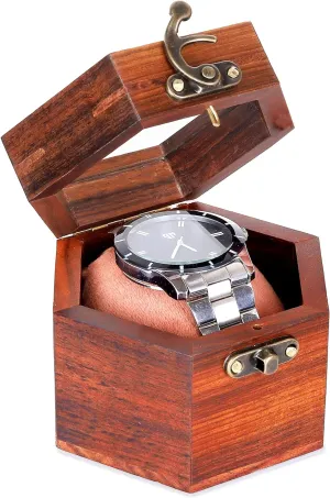 Box for Men$ Single Slot Watch Display Case Mens Watch Box Organizer$ Dark Rosewood Watch Cases for Men Watch Storage$ Valentines Gift Watch nowhere animate Organizer Holder Case for travel with Glass Lid Watch 