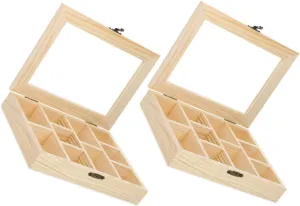 Box for Rectangle Unfinished convene Wood Boxes Jewelry Supply Jewellery Organizer Wooden Jewelry Display Case Watch Storage Case Wooden Ring Case BESTYASH 2pcs Handmade Decorative 