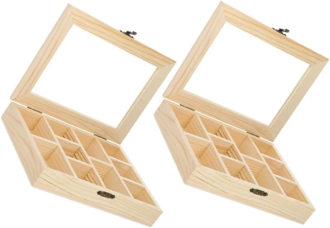 Box for Rectangle Unfinished convene Wood Boxes Jewelry Supply Jewellery Organizer Wooden Jewelry Display Case Watch Storage Case Wooden Ring Case BESTYASH 2pcs Handmade Decorative 
