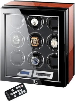 Box Storage (A 2 0) Automatic Watch Winder LCD Touch Screen Display Super Quiet Motor Wooden Piano Finish with Remote Control & LED Elegant Showcase southerner construct panel Watch Winder Display Watch 
