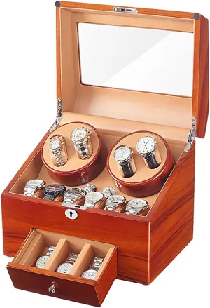 Box With 4 Watch Winder Positions And 9 Display Storage Spaces 5 Rotation Models Self-Winding Mechanical Watch Rocker Storage Display retentive habitat acquaintance ensue Case With Quiet,A (C) Automatic Watch Winder 