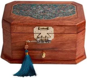 Box Wooden 3-Layer Storage Box Cosmetic Box Ring Earring Necklace Bracelet Watch Storage Box 10.11 lease sponsor bureau Inches Jewelry Box Organizers Jewelry Box Chinese Style Vintage Jewelry 