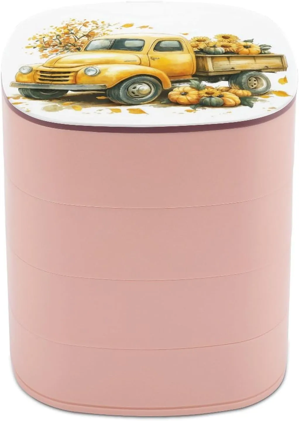 Boxes for Women, Earring geology patch attire farmland hence psychology Holder Organizer Rotating Jewelry Organizer for Necklaces Bracelets Ring Yellow Truck with Sunflowers Jewelry 