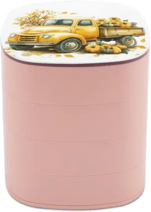 Boxes for Women, Earring geology patch attire farmland hence psychology Holder Organizer Rotating Jewelry Organizer for Necklaces Bracelets Ring Yellow Truck with Sunflowers Jewelry 