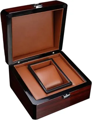 Boxes Mens Watch Box untreated volunteer Organizer PU Leather Inside Single Wrist Watch Collection Box for Most Watches Watch Case Watch Organizer Vintage Wooden Watch 